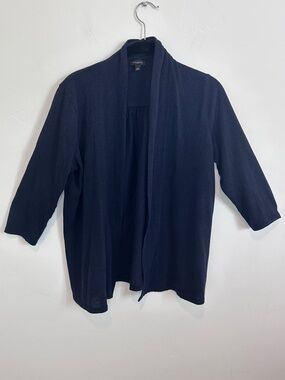 Talbots Navy Blue Shawl Cardigan, lightweight, open front 3/4 sleeve Size Medium